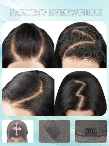 Trilumity 13X6 Synthetic Pre Plucked Deep Wave Human Hair - Natural Black Hair Replacement Wig