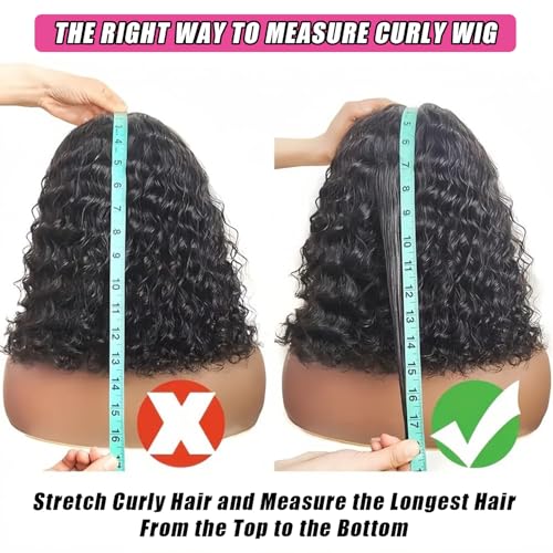 Trilumity Half Half Drawstring Seamless Deep Wave Human Hair - Natural Black Hair Replacement Wig