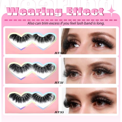 Trilumity Premium 3D5D 15 Includes 3 Wispy Reusable Faux Mink - Black False Lashes Set