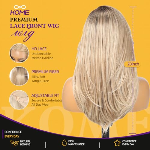 Trilumity Ash Blonde Highlight Straight Synthetic Fiber - Natural Black Hair Replacement Wig