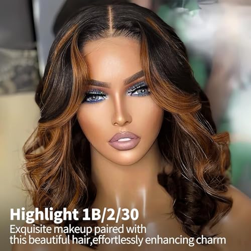 Trilumity Highlight Bob Wear Body Wave Human Hair - Natural Black Hair Replacement Wig