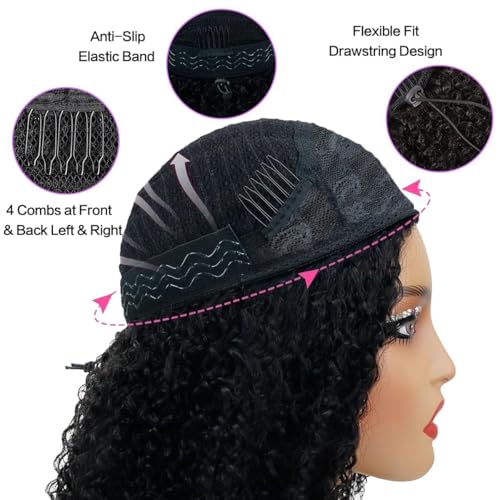 Trilumity Kinky Half Glueless Half Curly 100% Human Hair - Natural Black Hair Replacement Wig
