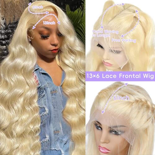 Trilumity 13X6 613 Blonde Blonde Body Wave Human Hair - Natural Black Hair Replacement Wig