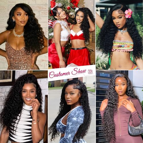 Trilumity 13X6 Hd Transparent Al Deep Wave Human Hair - Natural Black Hair Replacement Wig