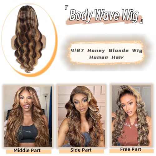 Trilumity Honey Blonde Ombre Body Wave Human Hair - Honey Blonde Hair Replacement Wig