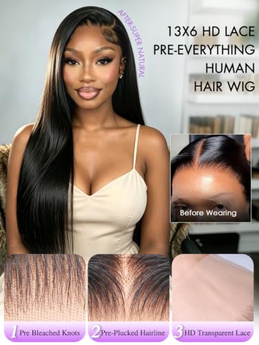 Trilumity 13X6 Straight For Women Straight Human Hair - Natural Black Hair Replacement Wig