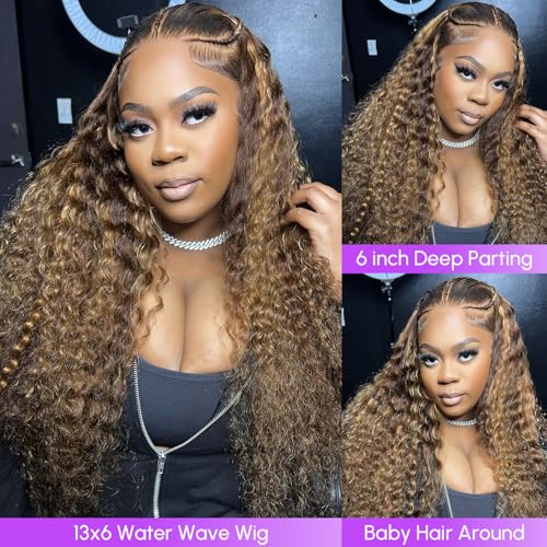 Trilumity 13X6 Full Al Water Wave Human Hair - Honey Blonde Hair Replacement Wig