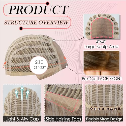 Trilumity Ashy Blonde Bob Straight Human Hair - Natural Black Hair Replacement Wig