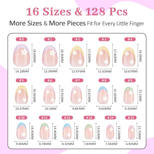 Trilumity 128 Pieces For Kids Short Almond Soft Gel - Nude Pink Press On Nails