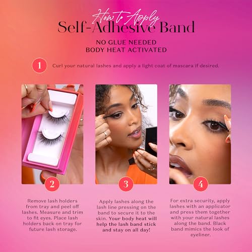 Trilumity 3D Self Adhesive Natural Faux Mink - Black False Lashes