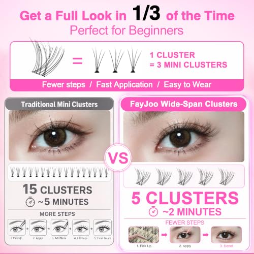 Trilumity Lash Clusters Kit Diy Wispy Faux Mink Fiber - Clear False Lashes