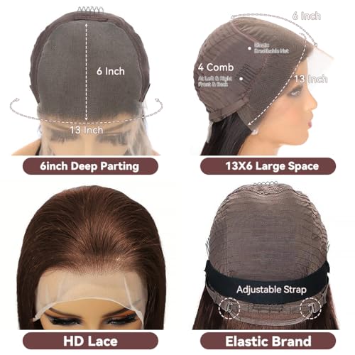 Trilumity Chocolate Brown 13X6 200 Body Wave Human Hair - Brown Hair Replacement Wig
