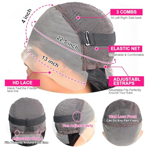 Trilumity 200 Density 13X4 Glueless Deep Wave 100% Human Hair - Natural Black Hair Replacement Wig