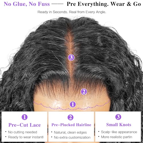 Trilumity Wear And Go Deep Wave Human Hair - Natural Black Hair Replacement Wig