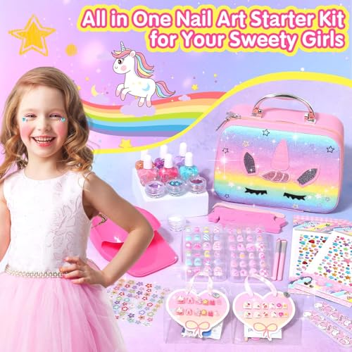 Trilumity Kids Nail Polish With Short Almond Soft Gel - Nude Pink Press On Nails