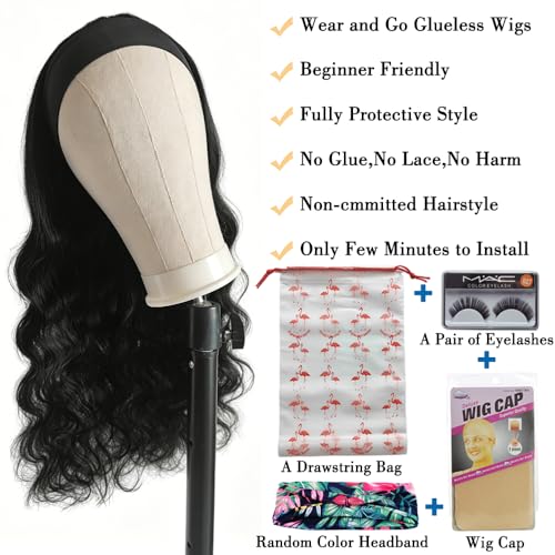 Trilumity Headband Glueless Headband For Body Wave Brazilian Virgin Hair - Natural Black Hair Replacement Wig