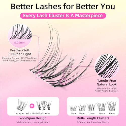 Trilumity Lash Clusters Kit C Wispy Faux Mink Fiber - Black False Lashes