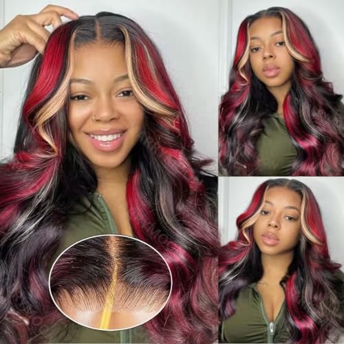Trilumity 13X6 Burgundy Ombre 1B/27/99J Body Wave Human Hair - Burgundy Hair Replacement Wig