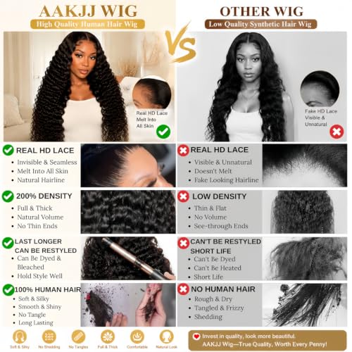 Trilumity 13X4 Glueless With Deep Wave Human Hair - Natural Black Hair Replacement Wig