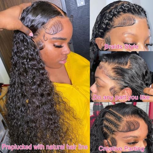Trilumity 13X5 Hd Transparent Deep Wave 100% Human Hair - Natural Color Hair Replacement Wig