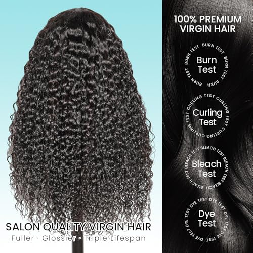 Trilumity Invisi Strap Water Wave 100% Human Hair - Natural Black Hair Replacement Wig