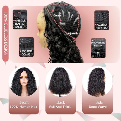 Trilumity Half Wear And Deep Wave Human Hair - Natural Color Hair Replacement Wig