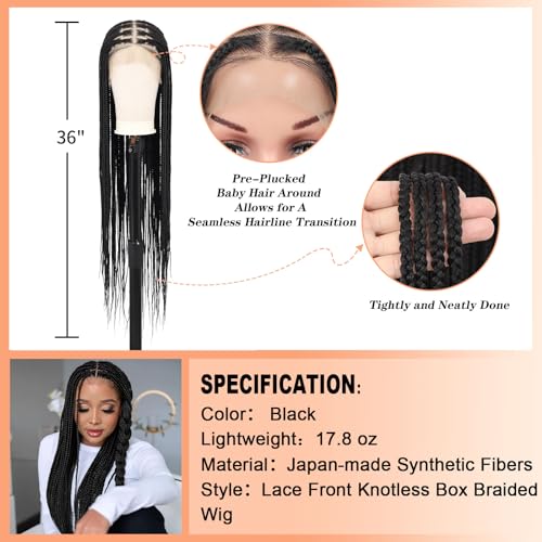 Trilumity Knotless Braided For Deep Wave Human Hair - Natural Black Hair Replacement Wig
