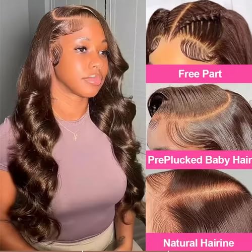 Trilumity Chocolate Brown 13X4 Body Wave Brazilian Virgin Hair - Brown Hair Replacement Wig