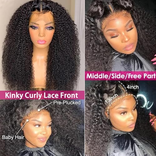 Trilumity Kinkycurly 13X4 180 Straight Human Hair - Natural Black Hair Replacement Wig