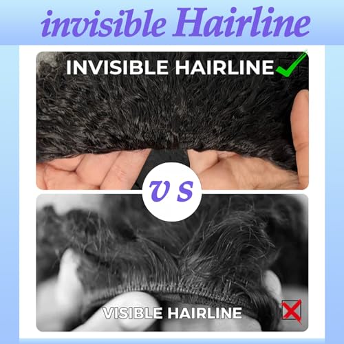 Trilumity Half ，100% Real 205G，3 Curly Human Hair - Natural Black Hair Replacement Wig