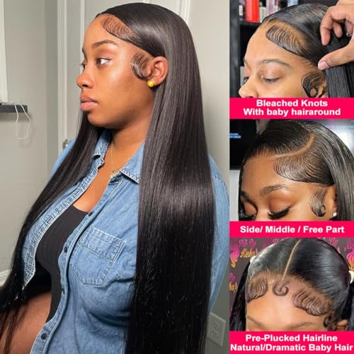 Trilumity 13X6 180 Density Straight Straight Human Hair - Natural Black Hair Replacement Wig
