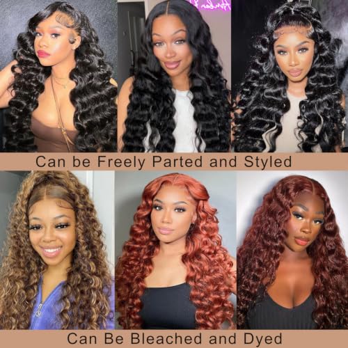 Trilumity 13X4 Glueless With Deep Wave Human Hair - Natural Black Hair Replacement Wig