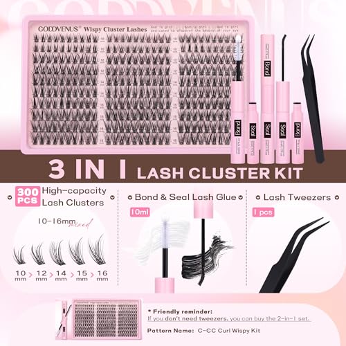 Trilumity Lash Clusters Kit Eyelash Wispy Faux Mink Fiber - Black False Lashes
