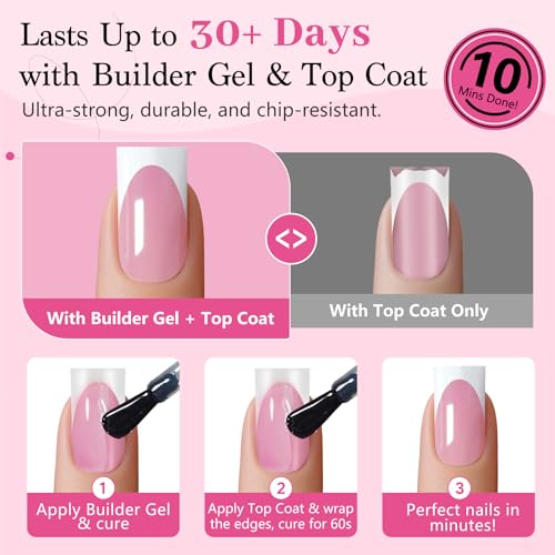 Trilumity French Tips Deep Pink Short Square Soft Gel - Pink Press On Nails