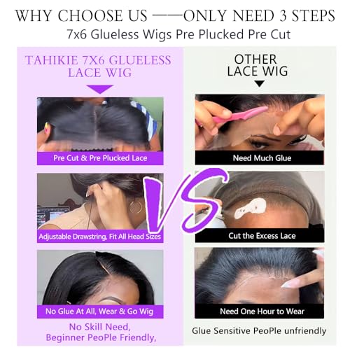 Trilumity 7X6 Glueless Pre Cut Body Wave Human Hair - Natural Color Hair Replacement Wig