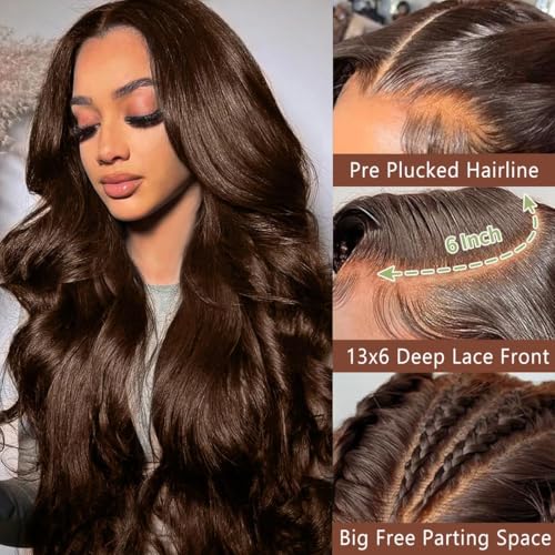 Trilumity Chocolate Brown 13X6 Body Wave Human Hair - Brown Hair Replacement Wig