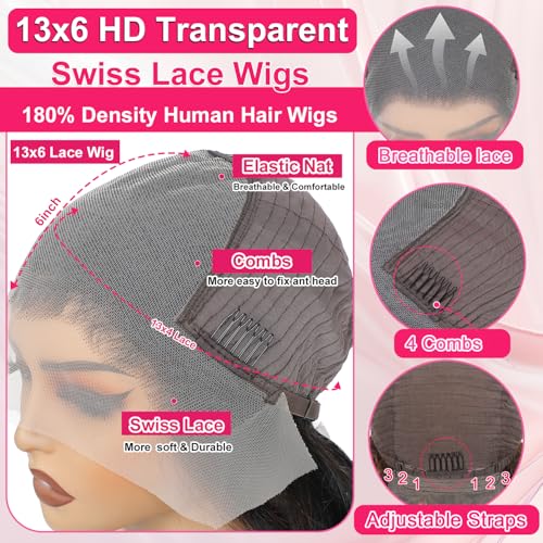 Trilumity Highlight Balayage 13X6 Body Wave Human Hair - Natural Black Hair Replacement Wig