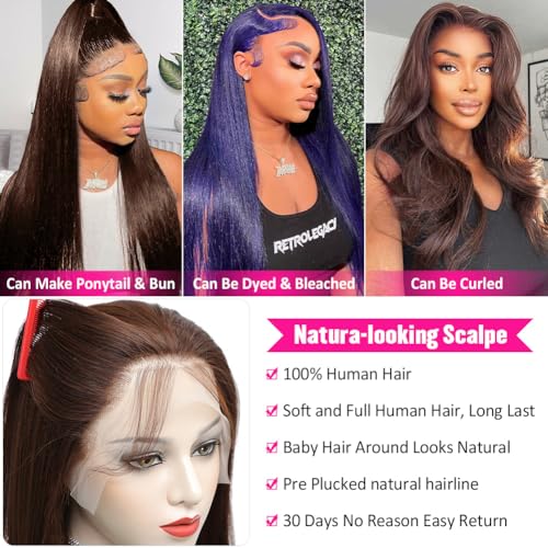 Trilumity 13X4 Chocolate Brown Body Wave Human Hair - Brown Hair Replacement Wig