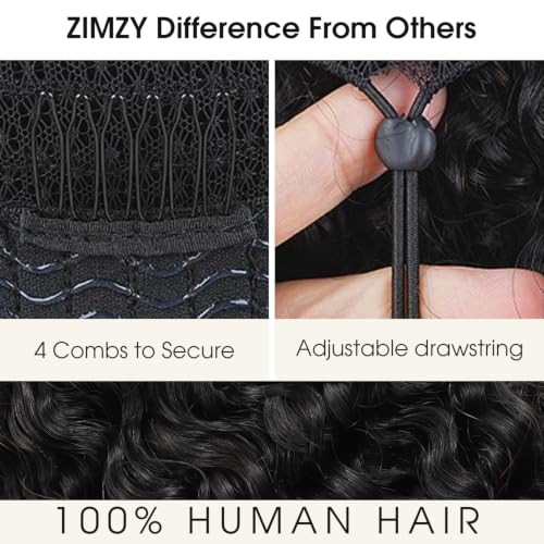 Trilumity Burmese Half With Spiral Curly Human Hair - Natural Black Hair Replacement Wig