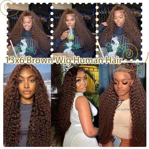 Trilumity Chocolate Brown 220 Deep Wave Brazilian Virgin Hair - Brown Hair Replacement Wig