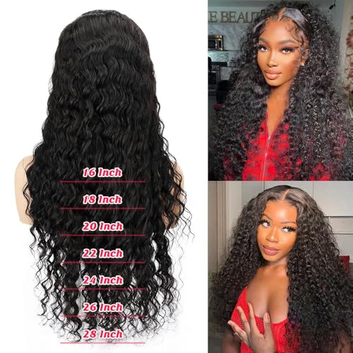 Trilumity Lace Closure Glueless Deep Wave Human Hair - Natural Black Hair Replacement Wig