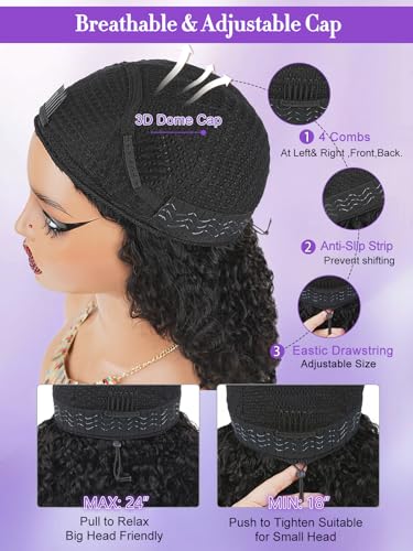Trilumity Burmese Half Wear And Curly Human Hair - Natural Black Hair Replacement Wig