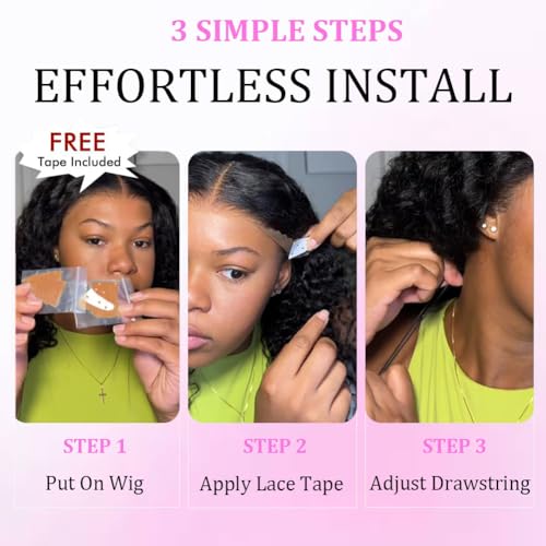 Trilumity Wear And Go Glueless Deep Wave Human Hair - Natural Black Hair Replacement Wig