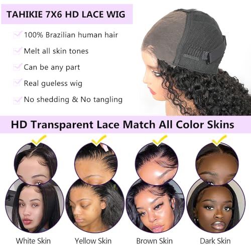Trilumity 7X6 Burmese Glueless Pre Curly Human Hair - Natural Color Hair Replacement Wig