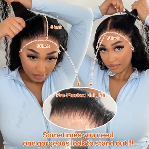 Trilumity 13X5 Hd Transparent Deep Wave 100% Human Hair - Natural Color Hair Replacement Wig