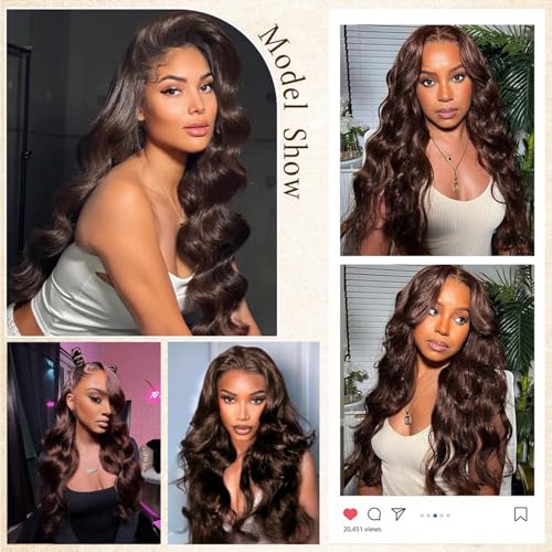 Trilumity 13X6 Chocolate Brown 4# Body Wave Human Hair - Brown Hair Replacement Wig