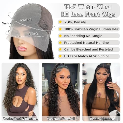 Trilumity 13X6 Water 10A Hd Water Wave Human Hair - Natural Color Hair Replacement Wig