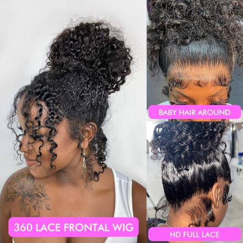 Trilumity Hidden Strap 360 Full Deep Wave Human Hair - Natural Black Hair Replacement Wig