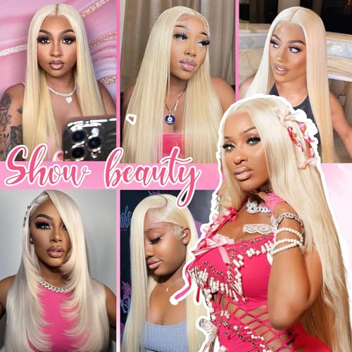 Trilumity 613 200 Density Blonde Straight Human Hair - 613 Blonde Hair Replacement Wig