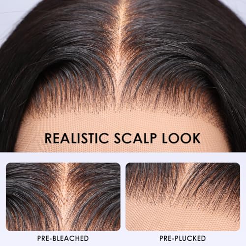 Wingirl 13x6 Body Wave Lace Front Wigs Human Hair Pre plucked Pre bleached Small Knots With Baby Hair 200 Density Glueless Human Hair Wigs For Women 28Inch HD Lace Frontal Wig With Soft